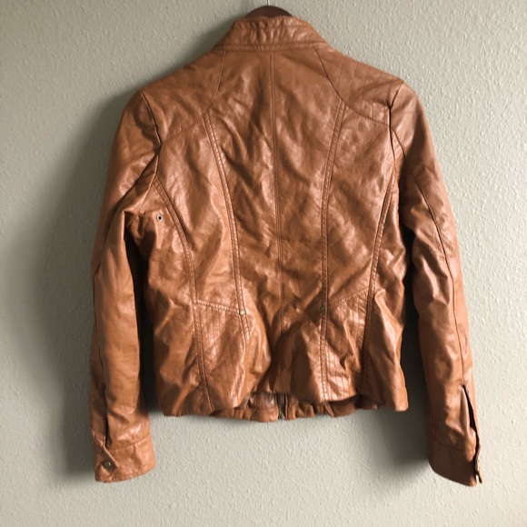 Light Brown Faux Leather Jacket - Picture 3 of 3